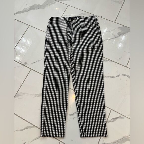 BROOKS BROTHERS Gingham Side-Zip Pant In Bi-Stretch Cotton Twill Sz 6 EUC - Picture 7 of 13